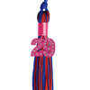 Royal Blue/Red Mixed Color Graduation Tassel with Pink Bling Charm by Wholesale Grad Supply