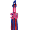 Royal Blue/Red Mixed Color Graduation Tassel with Pink Bling Charm by Wholesale Grad Supply