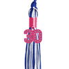 Royal Blue/White Mixed Color Graduation Tassel with Pink Bling Charm by Wholesale Grad Supply