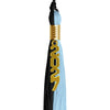 Black/Light Blue Graduation Tassel with Gold Stacked Date Drop by Wholesale Grad Supply