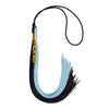 Black/Light Blue Graduation Tassel with Gold Stacked Date Drop by Wholesale Grad Supply