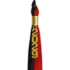 Black/Red Graduation Tassel with Gold Stacked Date Drop by Wholesale Grad Supply