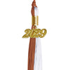 Burnt Orange/White Graduation Tassel with Gold Date Drop by Wholesale Grad Supply
