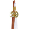 Burnt Orange/White Graduation Tassel with Gold Bling Charm by Wholesale Grad Supply
