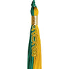 Emerald Green/Bright Gold Graduation Tassel with Gold Stacked Date Drop by Wholesale Grad Supply