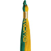 Emerald Green/Bright Gold Graduation Tassel with Gold Stacked Date Drop by Wholesale Grad Supply