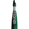 Emerald Green/Black Graduation Tassel with Silver Stacked Date Drop by Wholesale Grad Supply