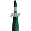 Emerald Green/Black Graduation Tassel with Silver Date Drop by Wholesale Grad Supply