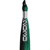 Emerald Green/Black Graduation Tassel with Silver Stacked Date Drop by Wholesale Grad Supply
