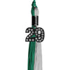 Emerald Green/Grey Graduation Tassel with Black Bling Charm by Wholesale Grad Supply