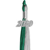 Emerald Green/Grey Graduation Tassel with Silver Date Drop by Wholesale Grad Supply
