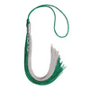 Emerald Green/Grey Graduation Tassel with Silver Stacked Date Drop by Wholesale Grad Supply
