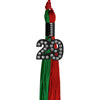 Green/Red Graduation Tassel with Black Bling Charm by Wholesale Grad Supply