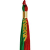 Green/Red Graduation Tassel with Gold Stacked Date Drop by Wholesale Grad Supply