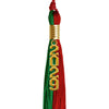 Green/Red Graduation Tassel with Gold Stacked Date Drop by Wholesale Grad Supply