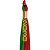 Green/Red Graduation Tassel with Gold Stacked Date Drop by Wholesale Grad Supply