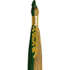 Hunter Green/Antique Gold Graduation Tassel with Gold Stacked Date Drop by Wholesale Grad Supply