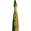 Hunter Green/Antique Gold Graduation Tassel with Gold Stacked Date Drop by Wholesale Grad Supply