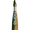 Hunter Green/Antique Gold Graduation Tassel with Silver Stacked Date Drop by Wholesale Grad Supply