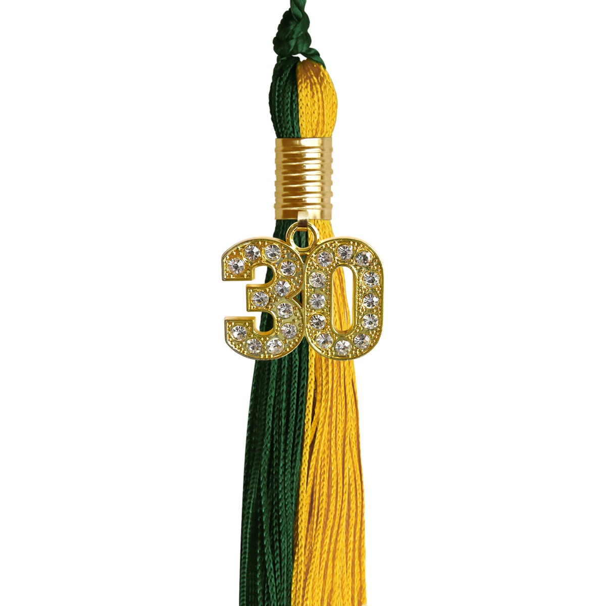 Hunter Green/Gold Graduation Tassel with Gold Bling Charm by Wholesale Grad Supply