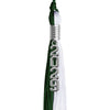 Hunter Green/White Graduation Tassel with Silver Stacked Date Drop by Wholesale Grad Supply