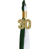 Hunter Green/White Graduation Tassel with Gold Bling Charm by Wholesale Grad Supply