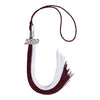 Maroon/White Graduation Tassel with Silver Date Drop by Wholesale Grad Supply