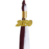 Maroon/White Graduation Tassel with Gold Date Drop by Wholesale Grad Supply