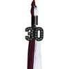 Maroon/White Graduation Tassel with Black Bling Charm by Wholesale Grad Supply