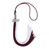 Maroon/White Graduation Tassel with Silver Date Drop by Wholesale Grad Supply