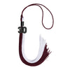 Maroon/White Graduation Tassel with Black Bling Charm by Wholesale Grad Supply