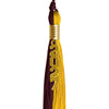 Maroon/Bright Gold Graduation Tassel with Gold Stacked Date Drop by Wholesale Grad Supply