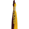Maroon/Bright Gold Graduation Tassel with Gold Stacked Date Drop by Wholesale Grad Supply