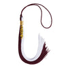 Maroon/White Graduation Tassel with Gold Stacked Date Drop by Wholesale Grad Supply