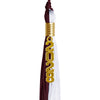Maroon/White Graduation Tassel with Gold Stacked Date Drop by Wholesale Grad Supply