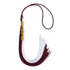 Maroon/White Graduation Tassel with Gold Stacked Date Drop by Wholesale Grad Supply