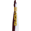 Maroon/White Graduation Tassel with Gold Stacked Date Drop by Wholesale Grad Supply