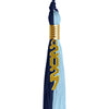 Dark Navy Blue/Light Blue Graduation Tassel with Gold Stacked Date Drop by Wholesale Grad Supply