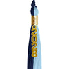 Dark Navy Blue/Light Blue Graduation Tassel with Gold Stacked Date Drop by Wholesale Grad Supply