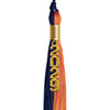 Navy Blue/Orange Graduation Tassel with Gold Stacked Date Drop by Wholesale Grad Supply