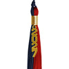 Dark Navy Blue/Red Graduation Tassel with Gold Stacked Date Drop by Wholesale Grad Supply