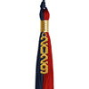 Dark Navy Blue/Red Graduation Tassel with Gold Stacked Date Drop by Wholesale Grad Supply