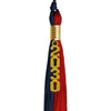 Dark Navy Blue/Red Graduation Tassel with Gold Stacked Date Drop by Wholesale Grad Supply