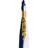 Navy Blue/White Graduation Tassel with Gold Stacked Date Drop by Wholesale Grad Supply