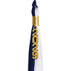 Navy Blue/White Graduation Tassel with Gold Stacked Date Drop by Wholesale Grad Supply