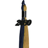 Dark Navy Blue/Antique Gold Graduation Tassel with Black Date Drop by Wholesale Grad Supply