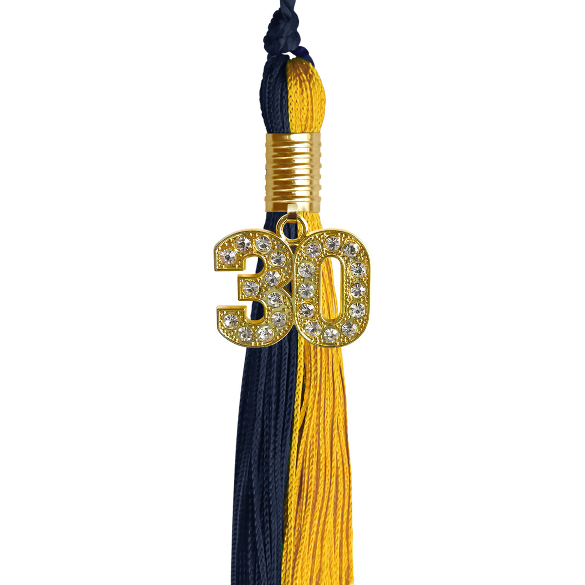 Dark Navy Blue/Bright Gold Graduation Tassel with Gold Bling Charm by Wholesale Grad Supply