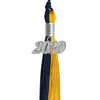 Dark Navy Blue/Bright Gold Graduation Tassel with Silver Date Drop by Wholesale Grad Supply