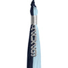 Dark Navy Blue/Light Blue Graduation Tassel with Silver Stacked Date Drop by Wholesale Grad Supply
