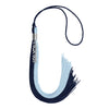 Dark Navy Blue/Light Blue Graduation Tassel with Silver Stacked Date Drop by Wholesale Grad Supply